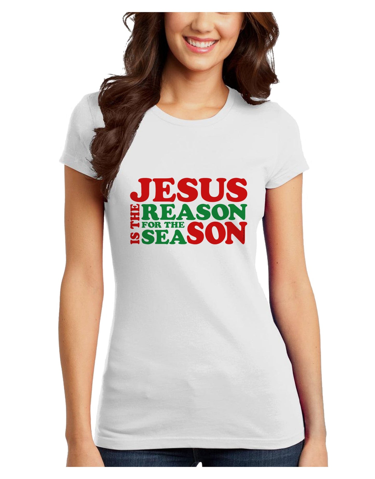 Jesus is the Reason for the Season Christmas Juniors T-Shirt-Womens Juniors T-Shirt-TooLoud-White-Juniors Fitted XS-Davson Sales