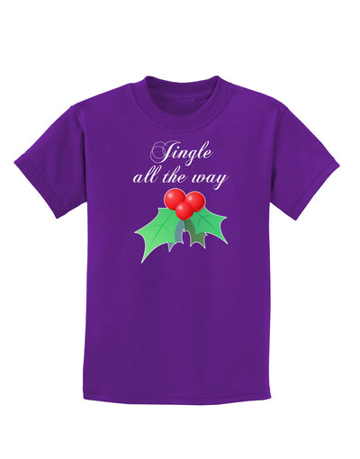 Jingle All the Way - holly Childrens Dark T-Shirt-Childrens T-Shirt-TooLoud-Purple-X-Small-Davson Sales