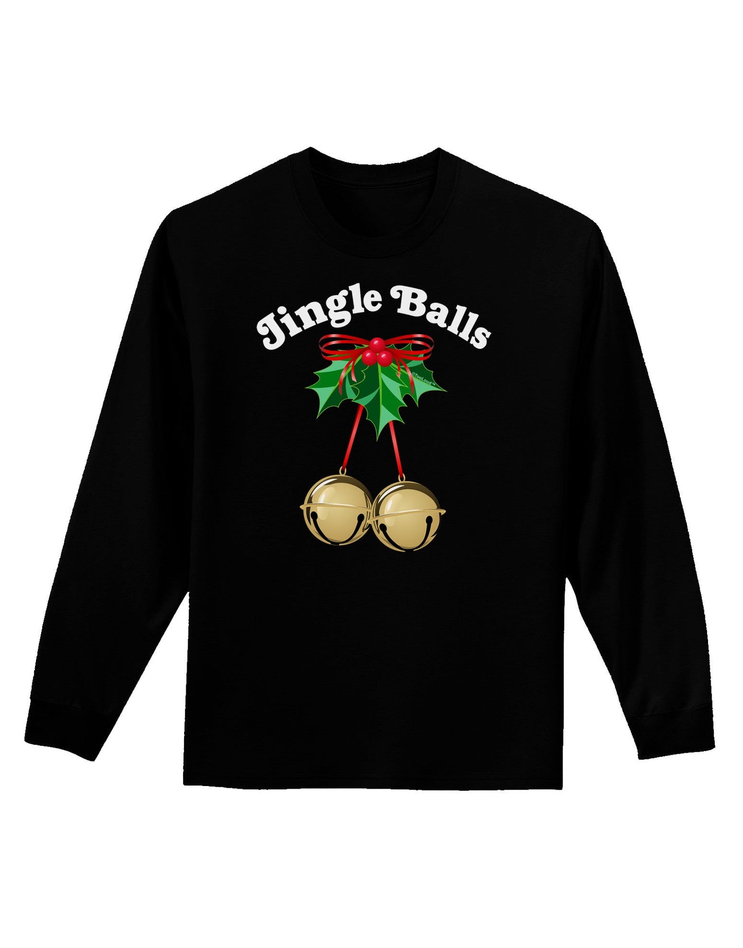 Jingle Balls with Text Adult Long Sleeve Dark T-Shirt-TooLoud-Black-Small-Davson Sales