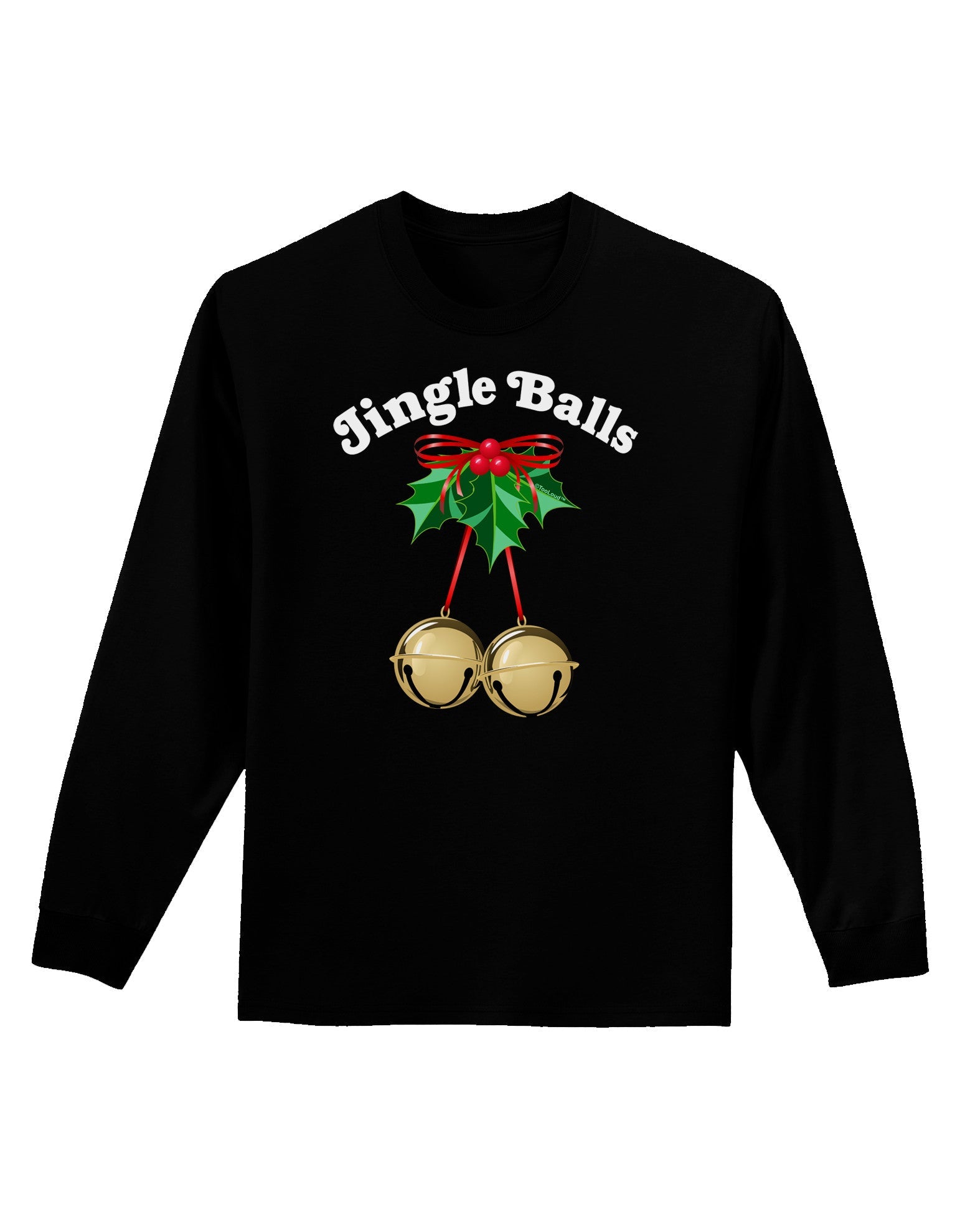 Jingle Balls with Text Adult Long Sleeve Dark T-Shirt-TooLoud-Black-Small-Davson Sales