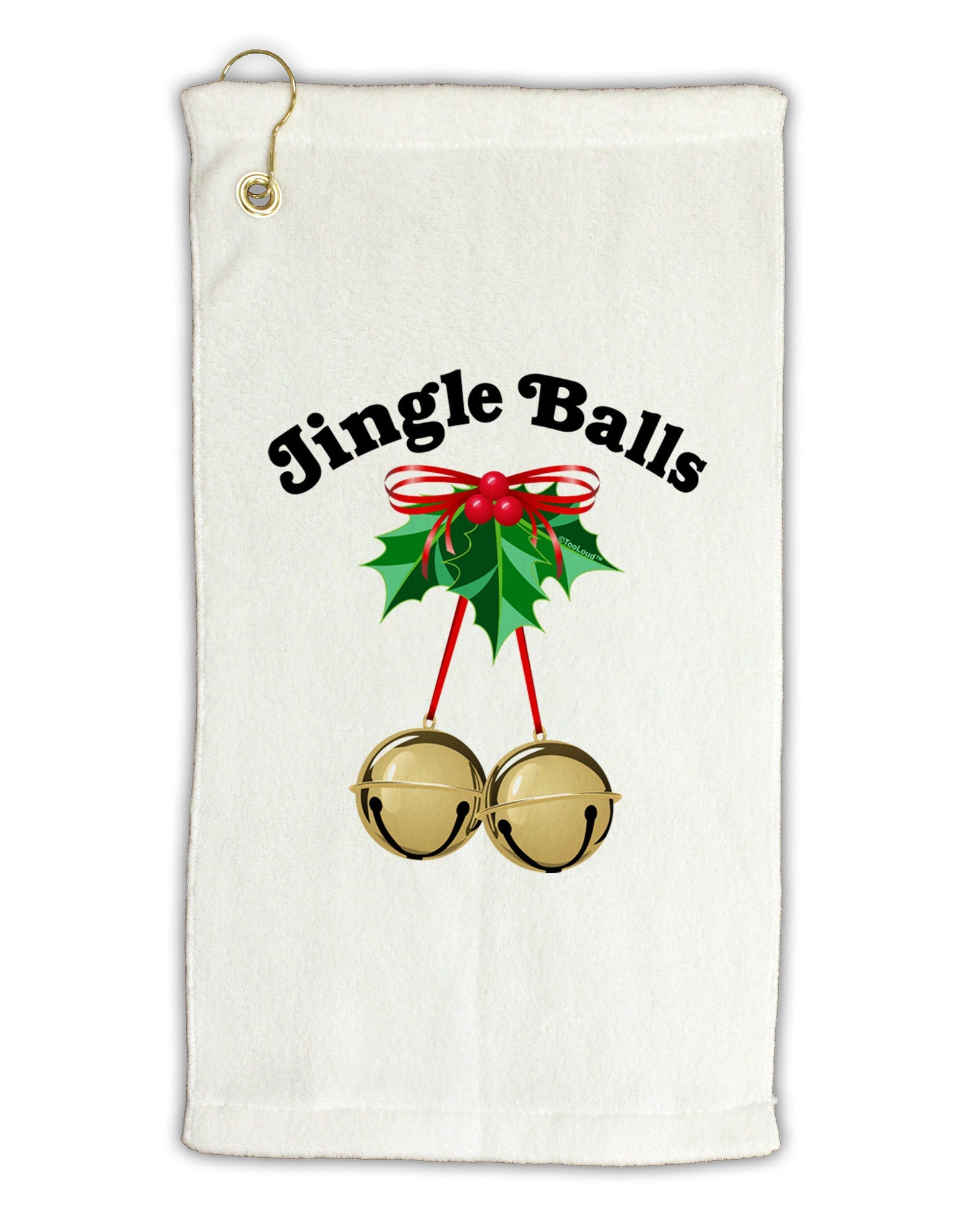 Jingle Balls with Text Micro Terry Gromet Golf Towel 11"x19-Golf Towel-TooLoud-White-Davson Sales