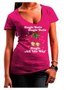 Jingle Bells All the way Juniors V-Neck Dark T-Shirt-Womens V-Neck T-Shirts-TooLoud-Hot-Pink-Juniors Fitted Small-Davson Sales