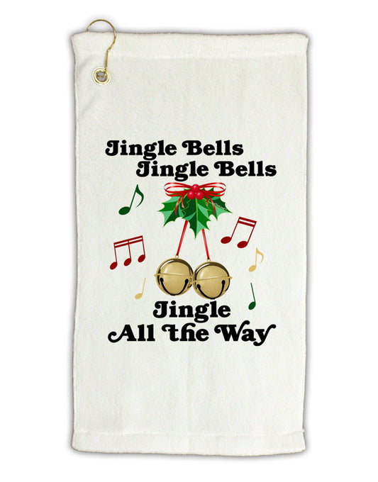 Jingle Bells All the way Micro Terry Gromet Golf Towel 11"x19-Golf Towel-TooLoud-White-Davson Sales