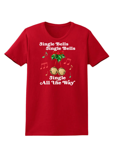 Jingle Bells All the way Womens Dark T-Shirt-TooLoud-Red-X-Small-Davson Sales