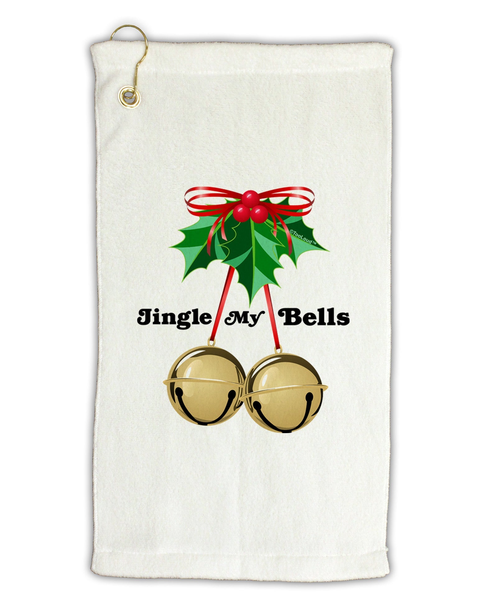 Jingle My Bells Micro Terry Gromet Golf Towel 11"x19-Golf Towel-TooLoud-White-Davson Sales