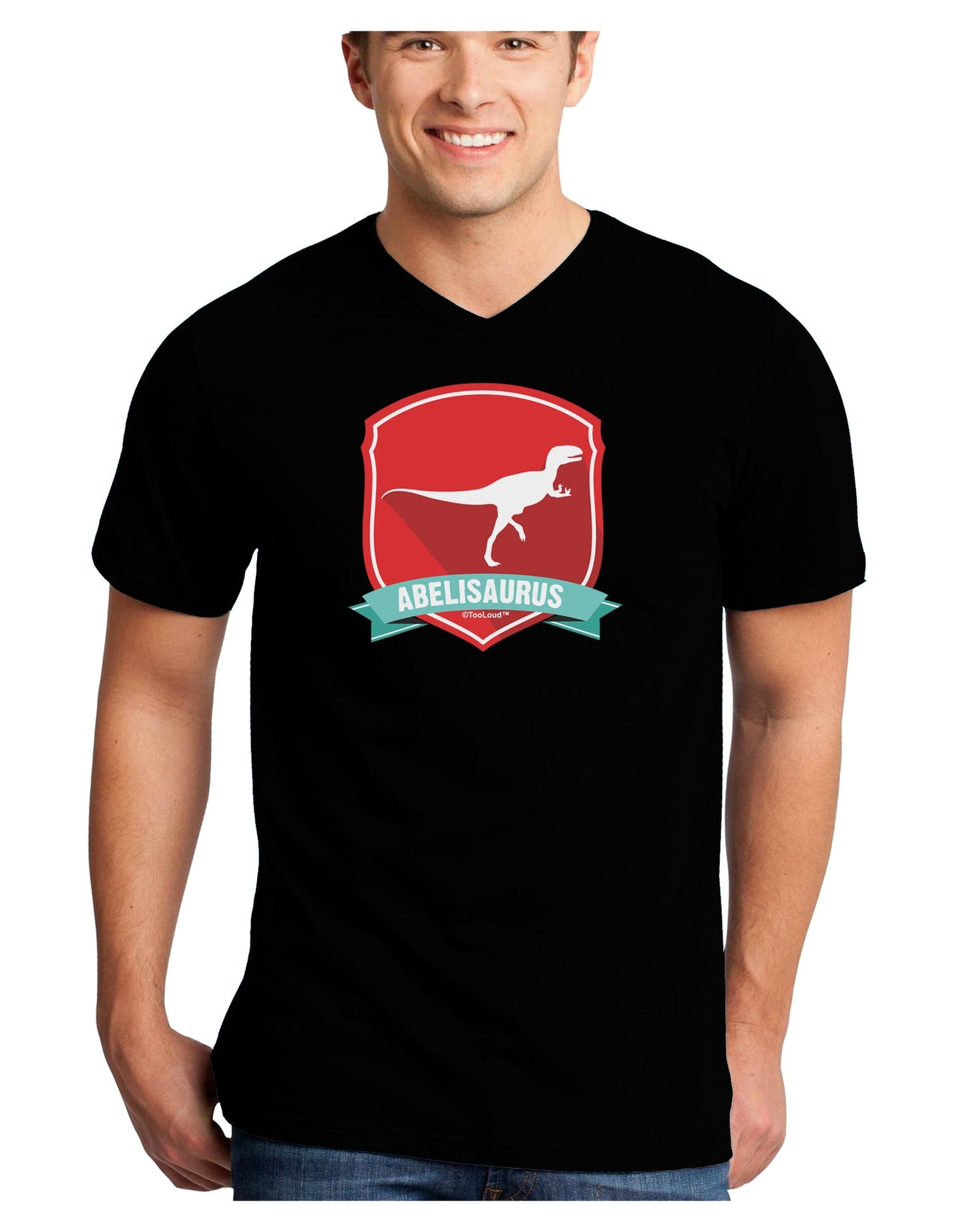 Jurassic Abelisaurus Dinosaur Design Adult Dark V-Neck T-Shirt by TooLoud-Mens V-Neck T-Shirt-TooLoud-Black-Small-Davson Sales
