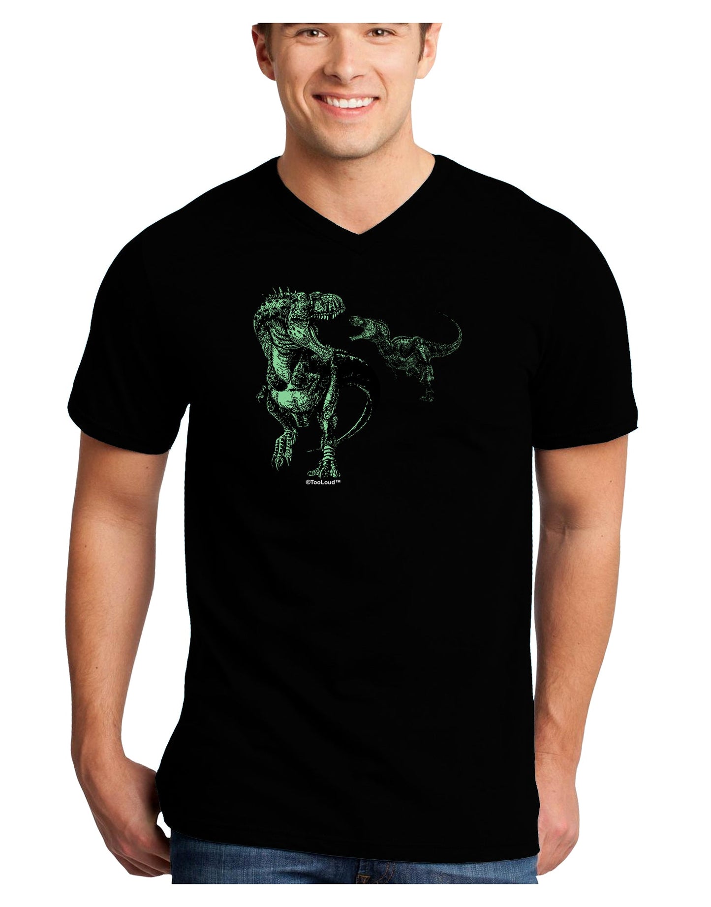 Jurassic Dinosaur Design 1 Adult Dark V-Neck T-Shirt by TooLoud-Mens V-Neck T-Shirt-TooLoud-Black-Small-Davson Sales