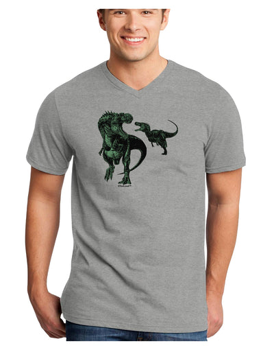 Jurassic Dinosaur Design 1 Adult V-Neck T-shirt by TooLoud-Mens V-Neck T-Shirt-TooLoud-HeatherGray-Small-Davson Sales