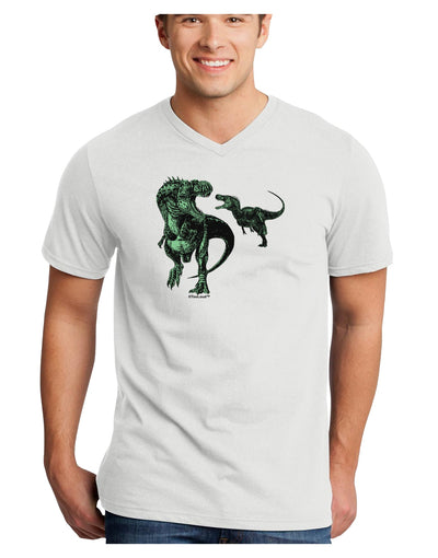 Jurassic Dinosaur Design 1 Adult V-Neck T-shirt by TooLoud-Mens V-Neck T-Shirt-TooLoud-White-Small-Davson Sales