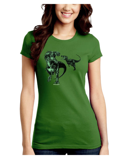 Jurassic Dinosaur Design 1 Juniors Crew Dark T-Shirt by TooLoud-T-Shirts Juniors Tops-TooLoud-Kiwi-Green-Juniors Fitted X-Small-Davson Sales