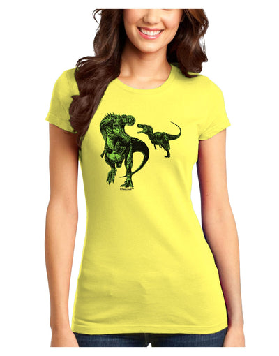 Jurassic Dinosaur Design 1 Juniors T-Shirt by TooLoud-Womens Juniors T-Shirt-TooLoud-Yellow-Juniors Fitted X-Small-Davson Sales