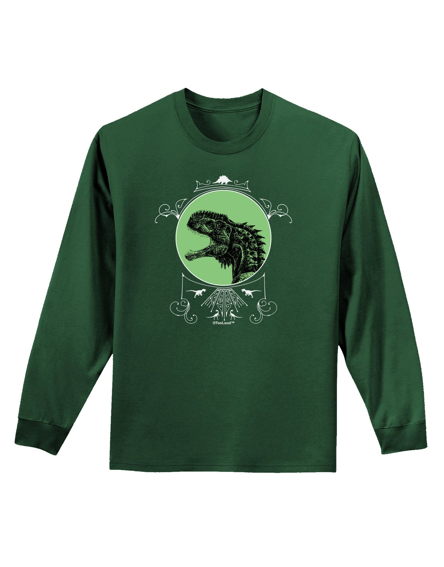 Jurassic Dinosaur Face Adult Long Sleeve Dark T-Shirt by TooLoud-TooLoud-Dark-Green-Small-Davson Sales