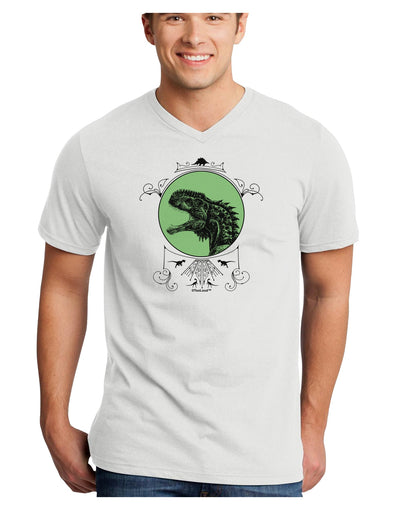 Jurassic Dinosaur Face Adult V-Neck T-shirt by TooLoud-Mens V-Neck T-Shirt-TooLoud-White-Small-Davson Sales