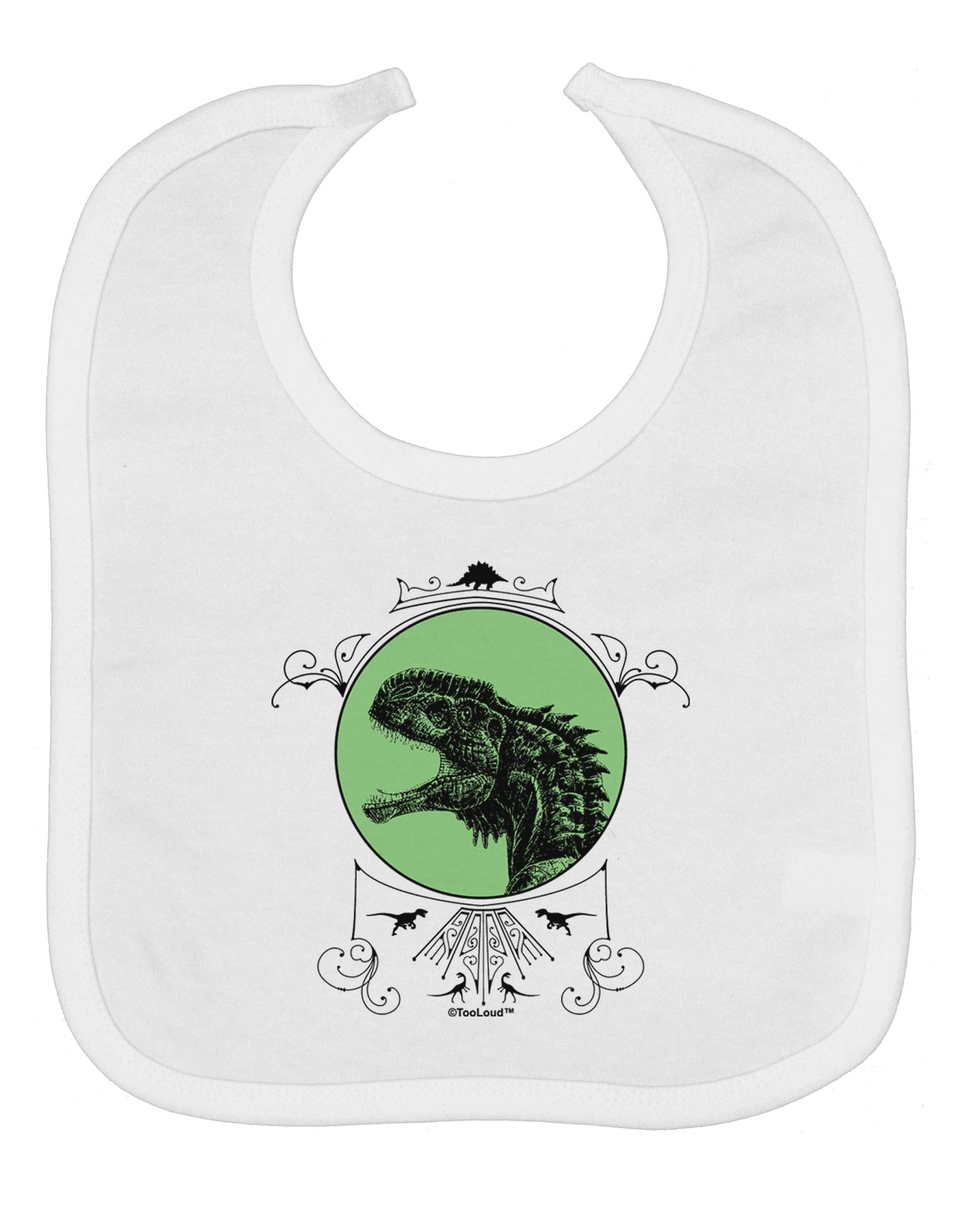 Jurassic Dinosaur Face Baby Bib by TooLoud