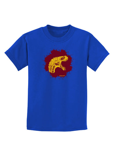 Jurassic Dinosaur Face Blood Splatter Childrens Dark T-Shirt by TooLoud-Childrens T-Shirt-TooLoud-Royal-Blue-X-Small-Davson Sales