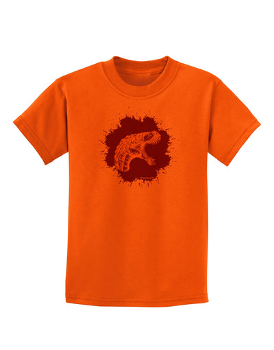 Jurassic Dinosaur Face Blood Splatter Childrens T-Shirt by TooLoud-Childrens T-Shirt-TooLoud-Orange-X-Small-Davson Sales