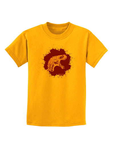 Jurassic Dinosaur Face Blood Splatter Childrens T-Shirt by TooLoud-Childrens T-Shirt-TooLoud-Gold-X-Small-Davson Sales