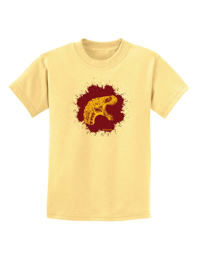 Jurassic Dinosaur Face Blood Splatter Childrens T-Shirt by TooLoud-Childrens T-Shirt-TooLoud-Daffodil-Yellow-X-Small-Davson Sales