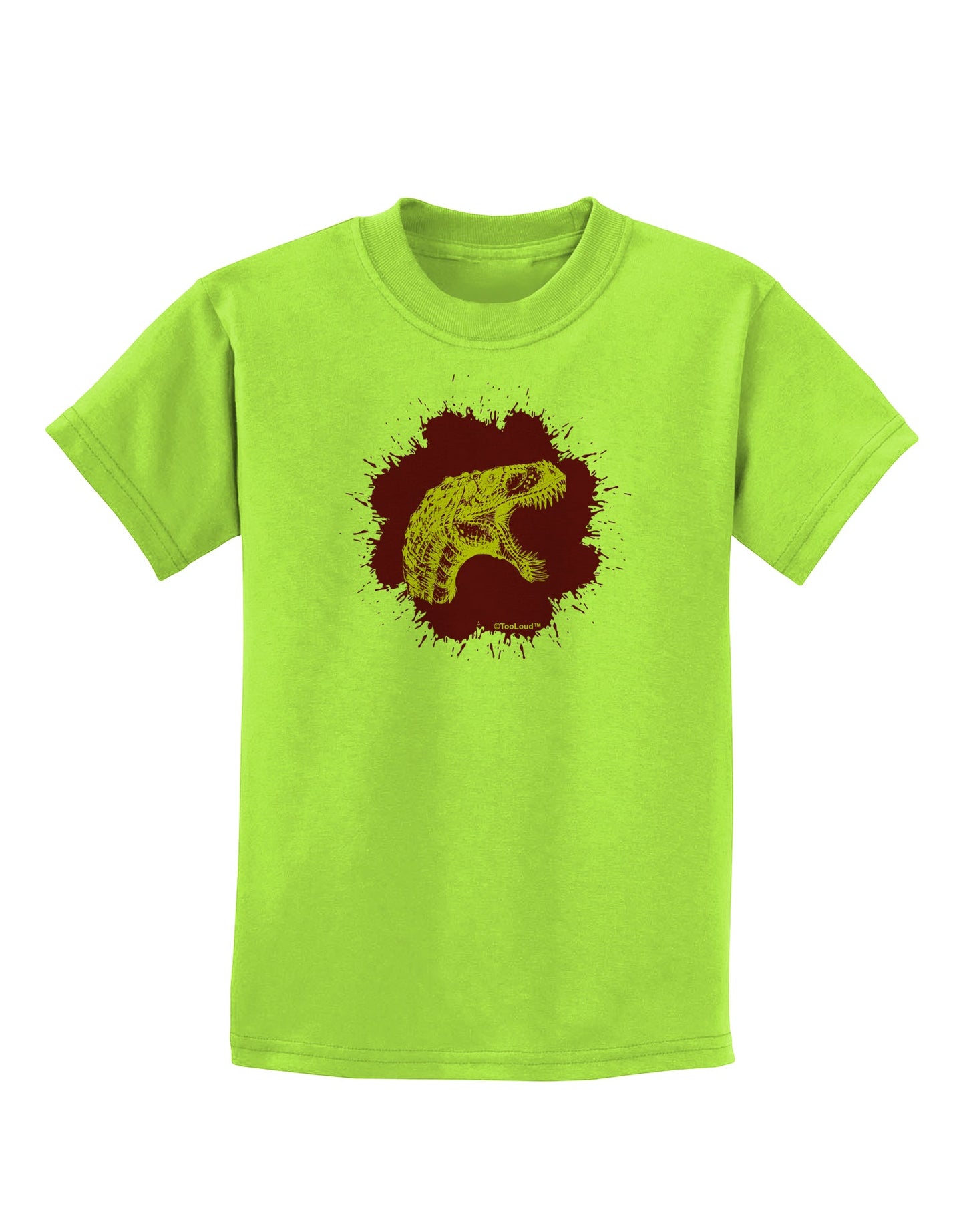 Jurassic Dinosaur Face Blood Splatter Childrens T-Shirt by TooLoud-Childrens T-Shirt-TooLoud-Lime-Green-X-Small-Davson Sales