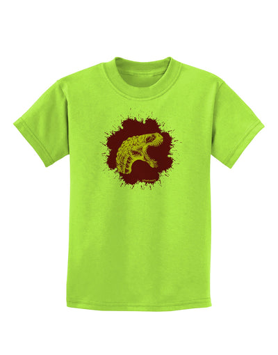 Jurassic Dinosaur Face Blood Splatter Childrens T-Shirt by TooLoud-Childrens T-Shirt-TooLoud-Lime-Green-X-Small-Davson Sales