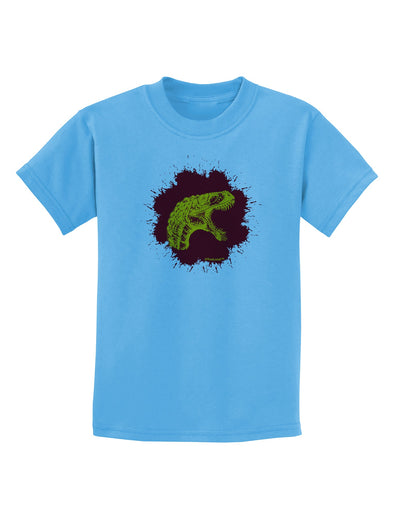 Jurassic Dinosaur Face Blood Splatter Childrens T-Shirt by TooLoud-Childrens T-Shirt-TooLoud-Aquatic-Blue-X-Small-Davson Sales