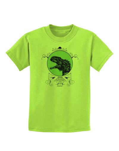 Jurassic Dinosaur Face Childrens T-Shirt by TooLoud-Childrens T-Shirt-TooLoud-Lime-Green-X-Small-Davson Sales