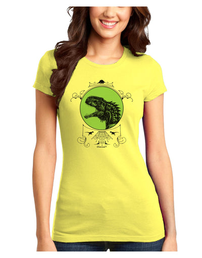 Jurassic Dinosaur Face Juniors T-Shirt by TooLoud-Womens Juniors T-Shirt-TooLoud-Yellow-Juniors Fitted X-Small-Davson Sales