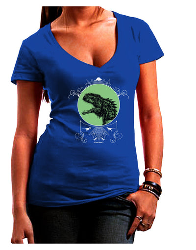 Jurassic Dinosaur Face Juniors V-Neck Dark T-Shirt by TooLoud-Womens V-Neck T-Shirts-TooLoud-Royal-Blue-Juniors Fitted Small-Davson Sales