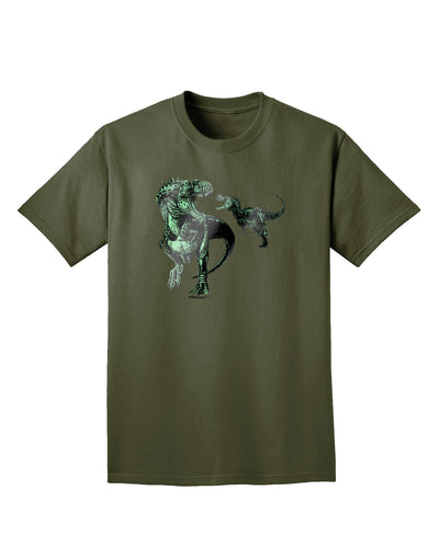 Jurassic Dinosaur Metallic - Silver Adult Dark T-Shirt by TooLoud-Mens T-Shirt-TooLoud-Military-Green-Small-Davson Sales