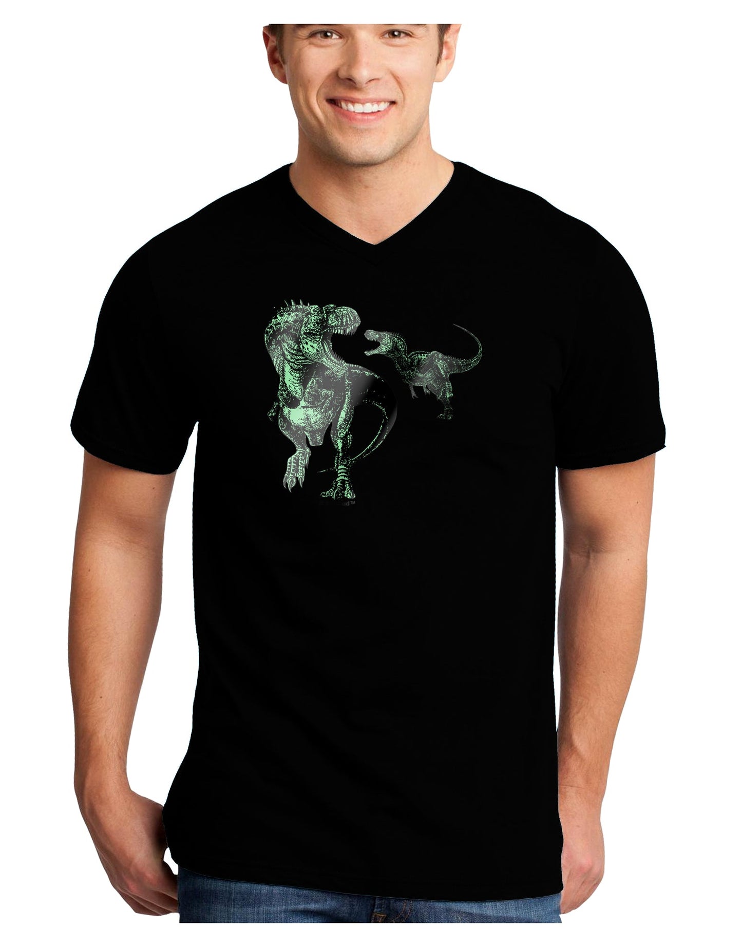Jurassic Dinosaur Metallic - Silver Adult Dark V-Neck T-Shirt by TooLoud-Mens V-Neck T-Shirt-TooLoud-Black-Small-Davson Sales