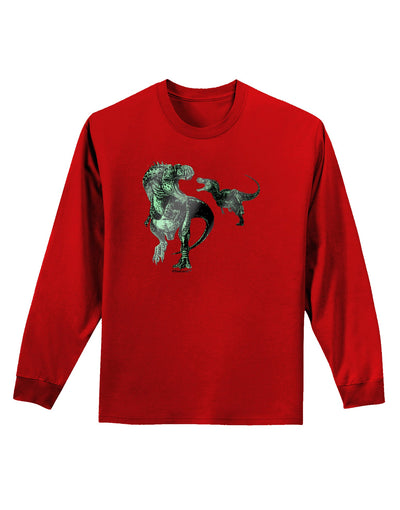 Jurassic Dinosaur Metallic - Silver Adult Long Sleeve Dark T-Shirt by TooLoud-TooLoud-Red-Small-Davson Sales