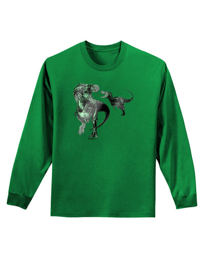 Jurassic Dinosaur Metallic - Silver Adult Long Sleeve Dark T-Shirt by TooLoud-TooLoud-Kelly-Green-Small-Davson Sales