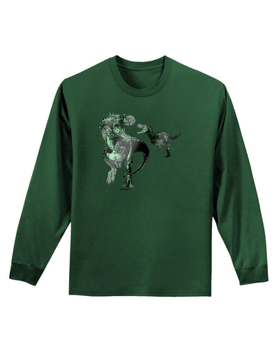 Jurassic Dinosaur Metallic - Silver Adult Long Sleeve Dark T-Shirt by TooLoud-TooLoud-Dark-Green-Small-Davson Sales