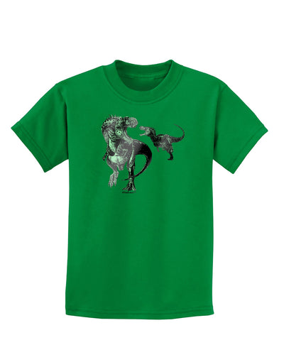 Jurassic Dinosaur Metallic - Silver Childrens Dark T-Shirt by TooLoud-Childrens T-Shirt-TooLoud-Kelly-Green-X-Small-Davson Sales