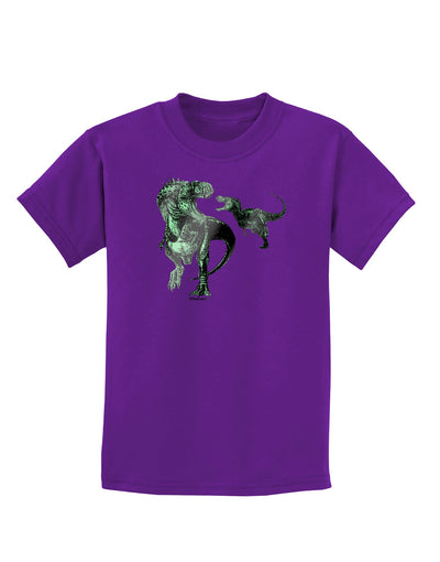 Jurassic Dinosaur Metallic - Silver Childrens Dark T-Shirt by TooLoud-Childrens T-Shirt-TooLoud-Purple-X-Small-Davson Sales