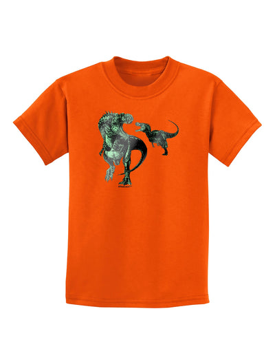 Jurassic Dinosaur Metallic - Silver Childrens T-Shirt by TooLoud-Childrens T-Shirt-TooLoud-Orange-X-Small-Davson Sales