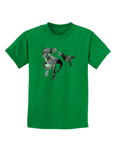 Jurassic Dinosaur Metallic - Silver Childrens T-Shirt by TooLoud-Childrens T-Shirt-TooLoud-Kelly-Green-X-Small-Davson Sales