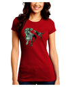 Jurassic Dinosaur Metallic - Silver Juniors Crew Dark T-Shirt by TooLoud-T-Shirts Juniors Tops-TooLoud-Red-Juniors Fitted Small-Davson Sales