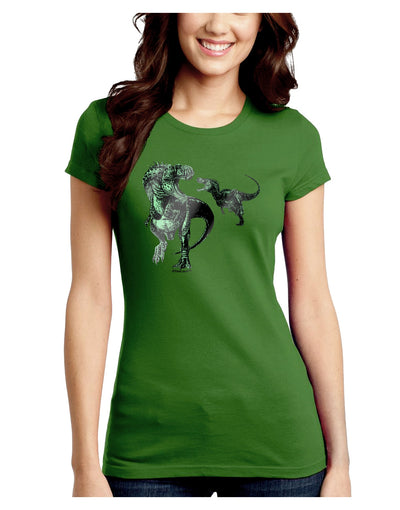 Jurassic Dinosaur Metallic - Silver Juniors Crew Dark T-Shirt by TooLoud-T-Shirts Juniors Tops-TooLoud-Kiwi-Green-Juniors Fitted X-Small-Davson Sales