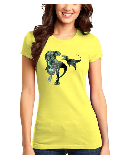 Jurassic Dinosaur Metallic - Silver Juniors T-Shirt by TooLoud-Womens Juniors T-Shirt-TooLoud-Yellow-Juniors Fitted X-Small-Davson Sales