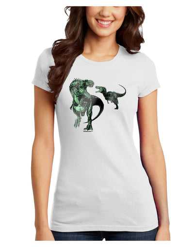 Jurassic Dinosaur Metallic - Silver Juniors T-Shirt by TooLoud-Womens Juniors T-Shirt-TooLoud-White-Juniors Fitted X-Small-Davson Sales