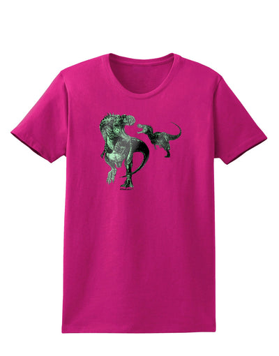 Jurassic Dinosaur Metallic - Silver Womens Dark T-Shirt by TooLoud-Womens T-Shirt-TooLoud-Hot-Pink-Small-Davson Sales