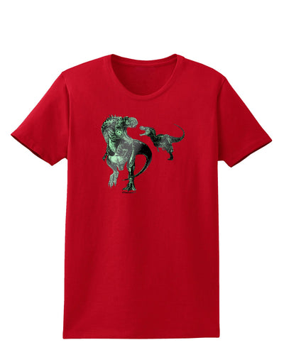 Jurassic Dinosaur Metallic - Silver Womens Dark T-Shirt by TooLoud-Womens T-Shirt-TooLoud-Red-X-Small-Davson Sales