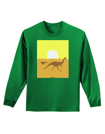 Jurassic Dinosaur Sunrise Adult Long Sleeve Dark T-Shirt by TooLoud-TooLoud-Kelly-Green-Small-Davson Sales