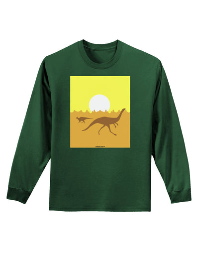 Jurassic Dinosaur Sunrise Adult Long Sleeve Dark T-Shirt by TooLoud-TooLoud-Dark-Green-Small-Davson Sales