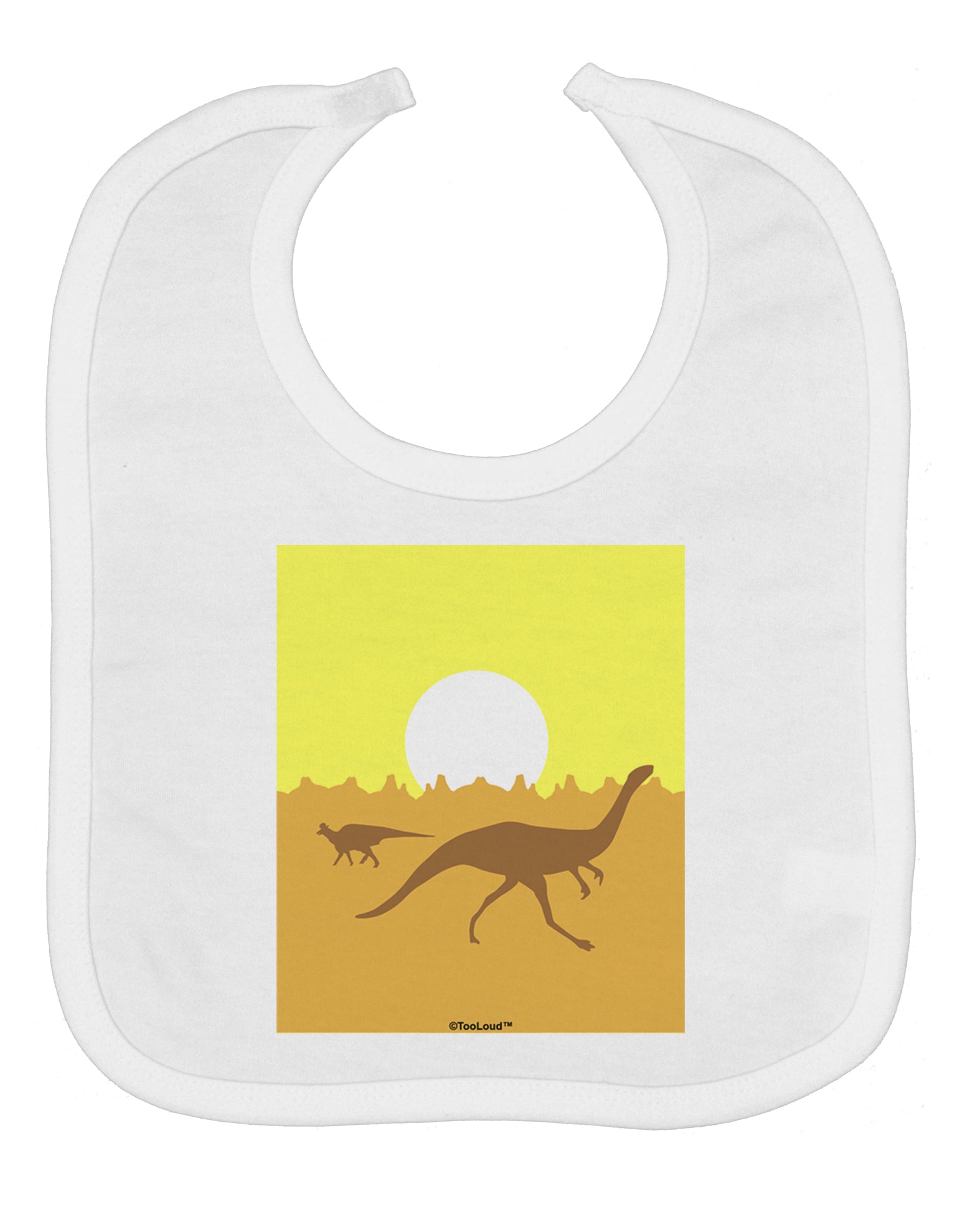 Jurassic Dinosaur Sunrise Baby Bib by TooLoud