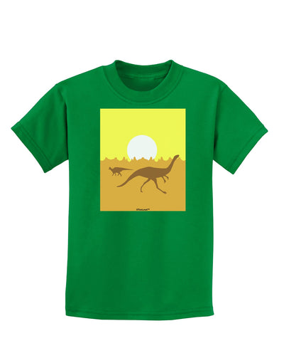 Jurassic Dinosaur Sunrise Childrens Dark T-Shirt by TooLoud-Childrens T-Shirt-TooLoud-Kelly-Green-X-Small-Davson Sales