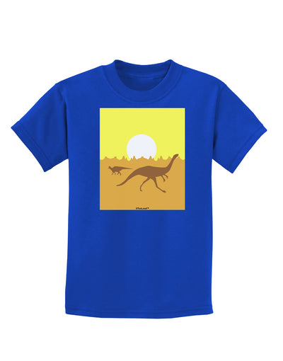 Jurassic Dinosaur Sunrise Childrens Dark T-Shirt by TooLoud-Childrens T-Shirt-TooLoud-Royal-Blue-X-Small-Davson Sales