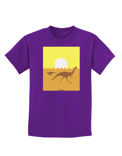 Jurassic Dinosaur Sunrise Childrens Dark T-Shirt by TooLoud-Childrens T-Shirt-TooLoud-Purple-X-Small-Davson Sales