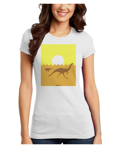 Jurassic Dinosaur Sunrise Juniors T-Shirt by TooLoud-Womens Juniors T-Shirt-TooLoud-White-Juniors Fitted X-Small-Davson Sales